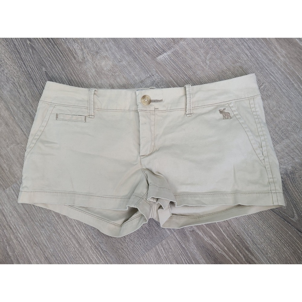 VTG Y2K Abercrombie & Fitch Sz 2 Micro Shorts Khaki Stretch Preppy‎ It Girl